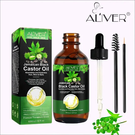 Aliver Jamaican Black Castor Oil for Hair Growth, Skin Care, Nails& Cuticles, Nourish the Scalp, Dry Skin Relief, Improve Blood Circulation, Face Body Moisturizer, Lash Serum, Castor Oil for the Unisex(60Ml)