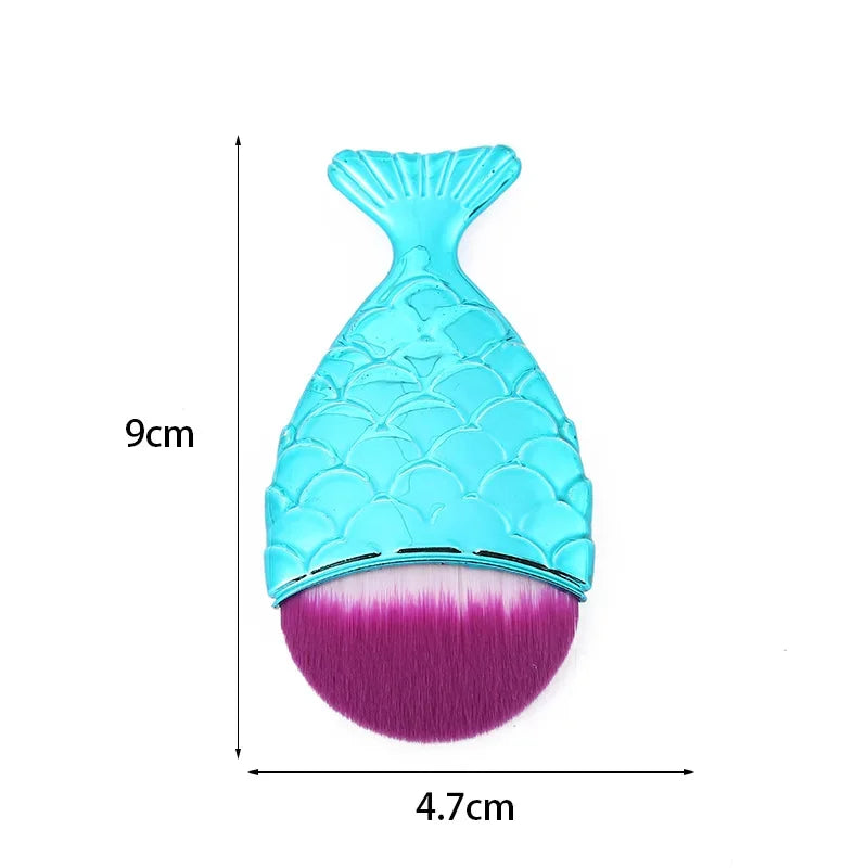 Colorful Fish Tail Shape Nail Brush Soft Cleaning Dust Powder Manicure Care Tool Mermaid Tail Beauty Make up Tools Accessories