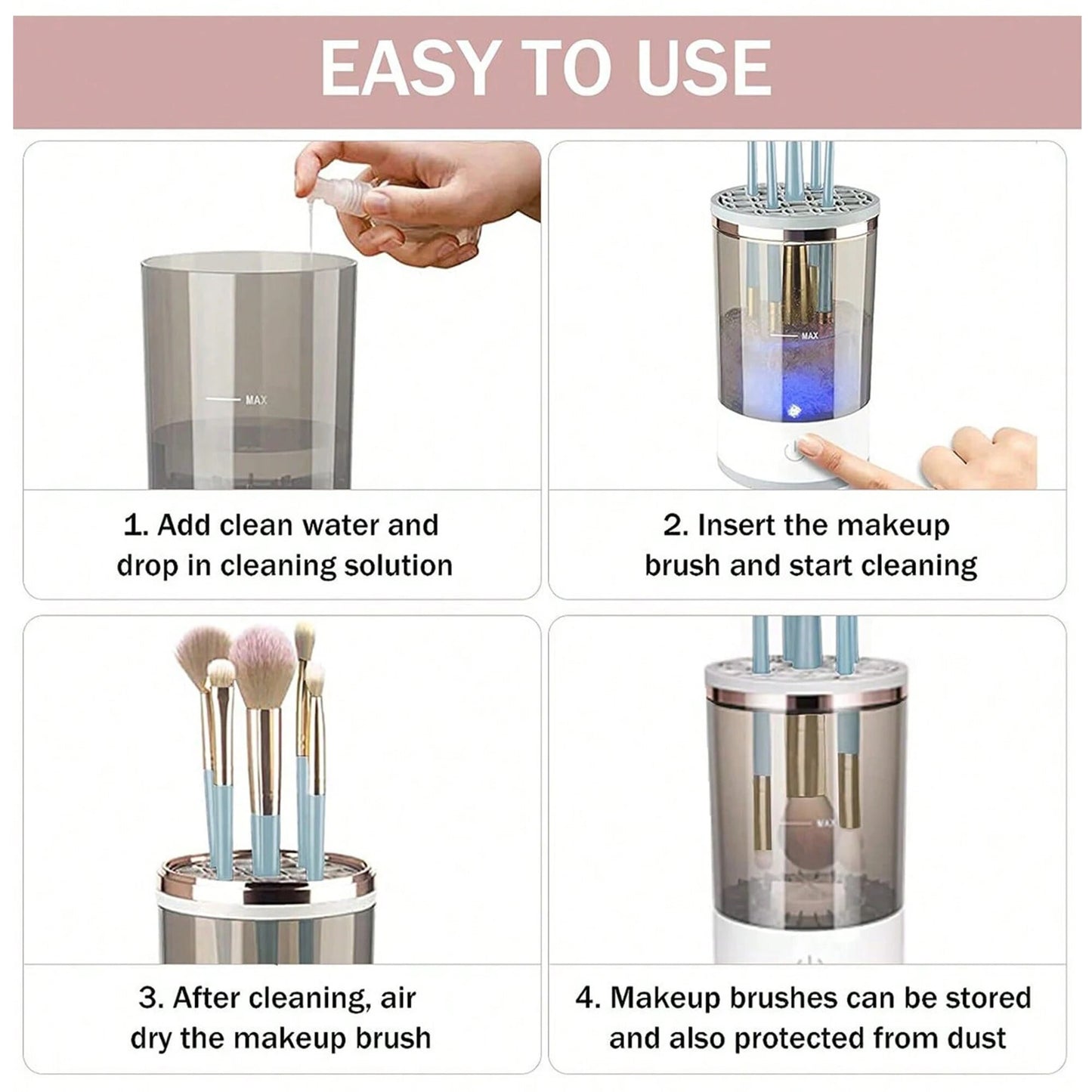 Automatic Electric Makeup Brush Cleaner with USB Makeup Brush Cleaning Tools Automatically Cleaning Makeup Brushes